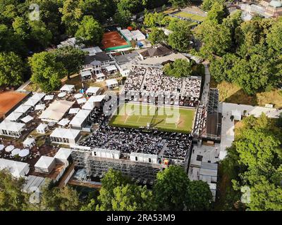 Bad Homburg, Assia, Germania. 30 giugno 2023. Foto aerea del luogo durante l'APERTURA DI BAD HOMBURG presentata da Engel & VÃ¶Lkers - WTA250 - Womens Tennis (Credit Image: © Mathias Schulz/ZUMA Press Wire) SOLO USO EDITORIALE! Non per USO commerciale! Foto Stock