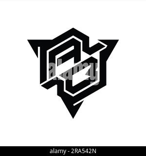 AB Letter Logo monogramma forma esagonale con profilo triangolare modello di design stile gaming Foto Stock