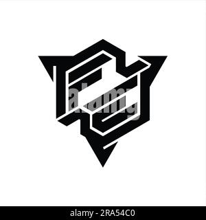 FE Letter Logo monogramma forma esagonale con profilo triangolare modello di design stile gaming Foto Stock