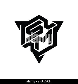 SM Letter Logo monogramma forma esagonale con profilo triangolare modello di design stile gaming Foto Stock