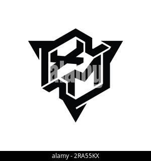 XM Letter Logo monogramma forma esagonale con triangolo delinea il modello di design stile gaming Foto Stock