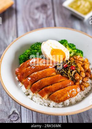 Salsa di soia pollo con riso Foto Stock