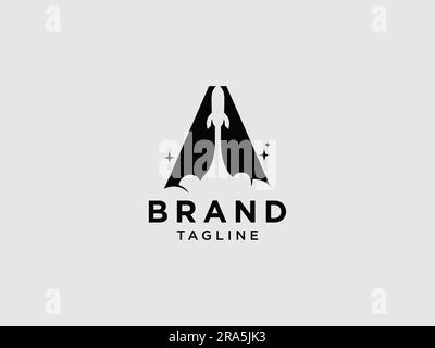 Lettera A Rocket Logo. Il moderno design del razzo ha la forma con la lettera a in grassetto, adatta per molti tipi di orientamento aziendale. Illustrazione Vettoriale