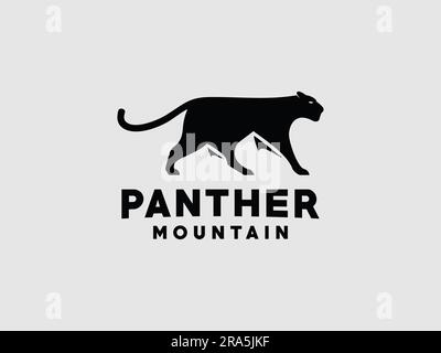 Logo Panther Mountain minimale, adatto per molti tipi di orientamento aziendale. Illustrazione Vettoriale