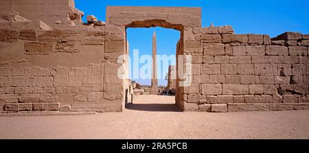 Obelisco, Tempio di grande Amon, Karnak, Luxor, Tempio di Karnak, Al-Karnak, Egitto Foto Stock