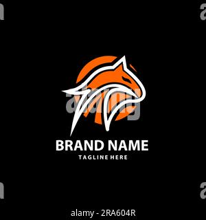 logo vettoriale con emblema della testa raccoon Illustrazione Vettoriale