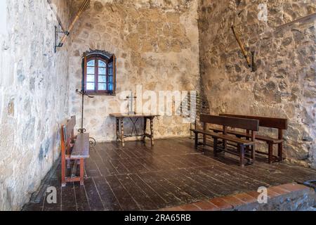 Sala interna del Castello di Consuegra (Castello di la Muela) - Consuegra, Castilla-la Mancha, Spagna Foto Stock