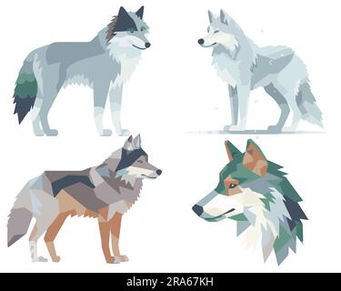 Serie di illustrazioni vettoriali Flat Dog Illustrazione Vettoriale