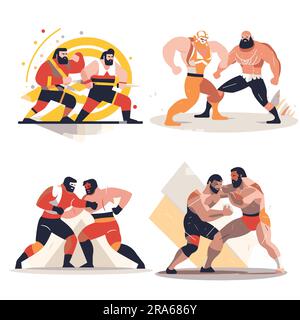 Flat Boxing con illustrazione vettoriale Illustrazione Vettoriale