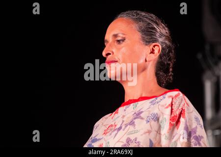 30 giugno 2023, Roma, Italia: La cantante israeliana Noa durante il suo concerto nella serata di apertura della seconda edizione del Roma Unplugged Festival, vicino a Villa dei Quintili a Roma (Credit Image: © Matteo Nardone/Pacific Press via ZUMA Press Wire) SOLO USO EDITORIALE! Non per USO commerciale! Foto Stock