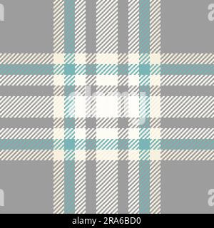 Sfondo tartan in tessuto vettoriale con motivo motivo motivo motivo motivo motivo motivo a quadri senza cuciture nei colori grigio e avorio. Illustrazione Vettoriale