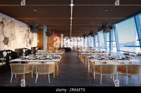 Ristorante Cafe pub, 3d render Foto Stock