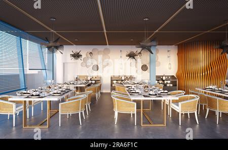 Ristorante Cafe pub, 3d render Foto Stock