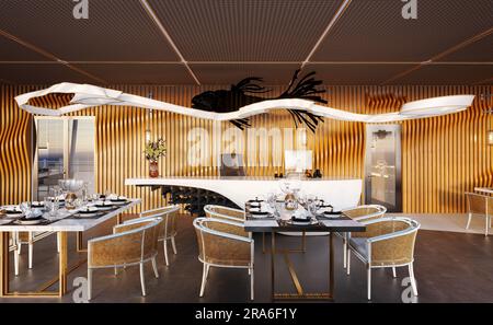Ristorante Cafe pub, 3d render Foto Stock