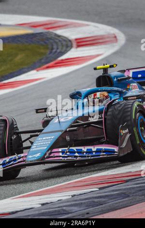 Spielberg, Austria. 1 luglio 2023. Pierre Gasly (fra) Alpine F1 Team A523 - black band in memoria di Dilano van 't Hoff. 01.07.2023. Campionato del mondo di formula 1, Rd 10, Gran Premio d'Austria, Spielberg, Austria, Sprint Day. Il credito fotografico dovrebbe essere: XPB/Press Association Images. Credito: XPB Images Ltd/Alamy Live News Foto Stock