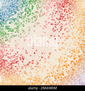 Sfondo geometrico astratto. Accattivanti triangoli sparsi a basso poli con gradiente colorato. Illustrazione vettoriale ordinata. Illustrazione Vettoriale