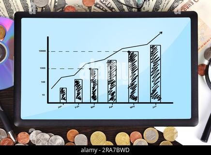 Ambiente di lavoro moderno: Touch pad con grafico Foto Stock