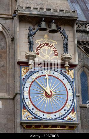 Orologio della cattedrale di Wells, a Wells Somerset, Foto Stock