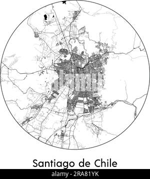 Mappa della città Santiago del Cile Cile Sudamerica illustrazione vettoriale bianco e nero Illustrazione Vettoriale