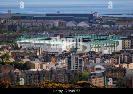 Stadio di calcio Easter Road (Hibernian FC) nella zona Leith di Edimburgo, in Scozia, Regno Unito. Foto Stock