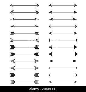 Raccolta vettore freccia. Frecce semplici e moderne. Icona frecce di illustrazione vettoriale. Vettore di classificazione contorno. Simbolo della linea. Elegante design con insegna piatta per interfaccia utente. Illustrazione Vettoriale