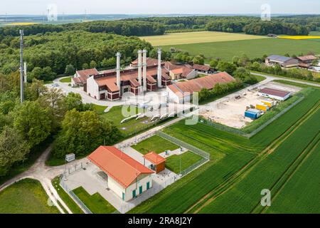 Terranets BW, Aerial View, gestore di rete di gasdotti a lunga distanza, East Operating Facility, Dornstadt, Baden-Wuerttemberg, Germania Foto Stock