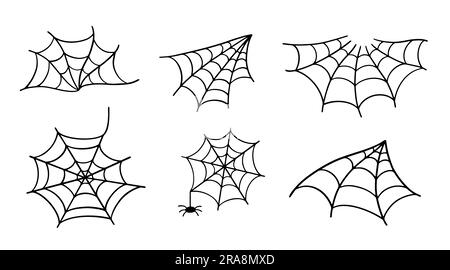 Spider Web Halloween Trap. Set di icone cobweb vettoriali Illustrazione Vettoriale