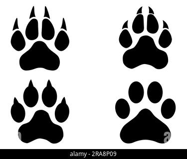 Set di silhouette Panther Paw Illustrazione Vettoriale