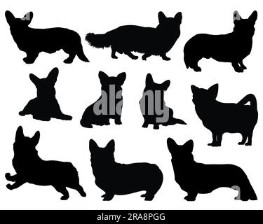 Set di silhouette Corgi Illustrazione Vettoriale