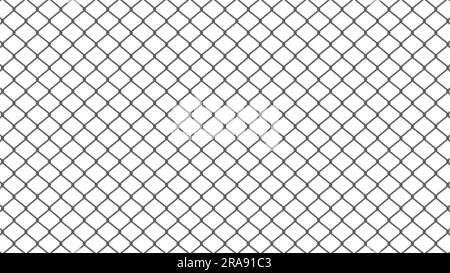 Trama metallica senza cuciture, recinzione metallica su sfondo bianco, illustrazione vettoriale. Illustrazione Vettoriale