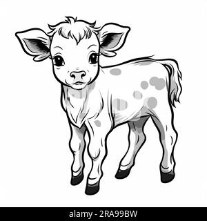 Heifer. Fare riferimento all'illustrazione disegnata a mano. Illustrazione di cartoni animati in stile doodle vettoriale Illustrazione Vettoriale