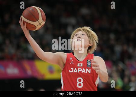 Sydney, Australia. 2 luglio 2023. Maki Takada, squadra di pallacanestro femminile giapponese, ha visto in azione durante la FIBA Women's Asia Cup 2023 Division A match tra Cina e Giappone al Quay Centre. Punteggio finale; Cina 73:71 Giappone. Credito: SOPA Images Limited/Alamy Live News Foto Stock