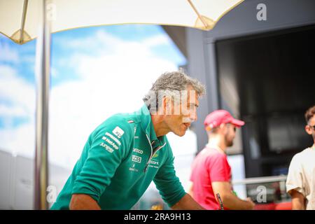 Edoardo Bendinelli, Fernando Alonso personal trainer durante il GP d'Austria, Spielberg 29 giugno-2 luglio 2023 al RedBull Ring, Formula 1 World Championship 2023. Foto Stock