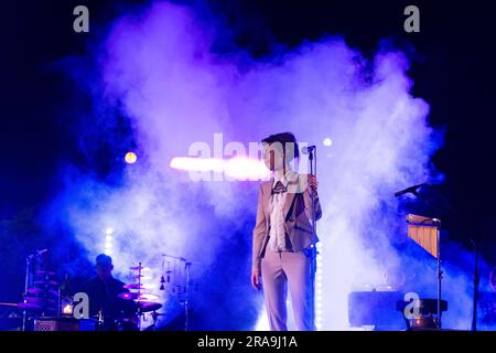 1 luglio 2023, Roma, Italia: La cantautrice italiana Amara durante il concerto ''Torneremo ancora â€“ concerto mistico per Battiato'' presso Villa dei Quintili a Roma (Credit Image: © Matteo Nardone/Pacific Press via ZUMA Press Wire) SOLO USO EDITORIALE! Non per USO commerciale! Foto Stock