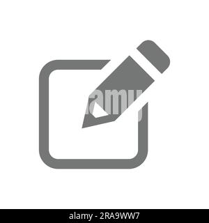 Icona del vettore di riempimento del modulo con penna e segno. Modifica, contatto o simbolo del documento. Illustrazione Vettoriale