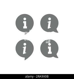 Icona del vettore informazioni. Pulsante informazioni o guida nel simbolo a forma di bolla. Illustrazione Vettoriale