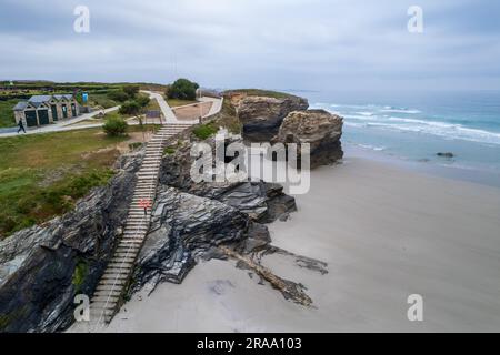 Vista della spiaggia di AS Catedrais nel nord della Spagna Foto Stock