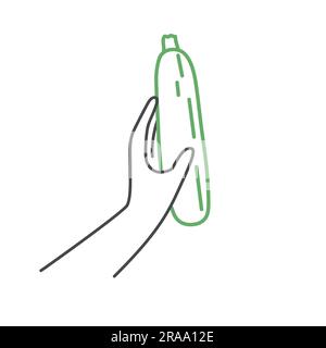 Mano che regge la zucca, zucchine. Cibo equilibrato sano e concetto di dieta vegana. Illustrazione vettoriale disegnata a mano. Illustrazione Vettoriale