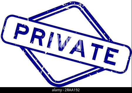 Timbro in gomma per parole private blu grunge su sfondo bianco Illustrazione Vettoriale