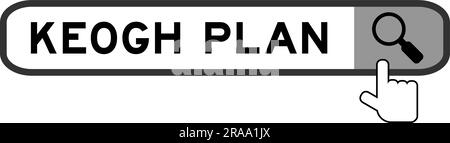 Cerca banner in Word keogh plan con icona della lente di ingrandimento su sfondo bianco Illustrazione Vettoriale