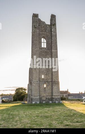 L'abbazia di Trim Ireland è oggi comunemente chiamata Steeple giallo, a causa della tonalità gialla che il campanile sopravvissuto assume durante il tramonto, Foto Stock