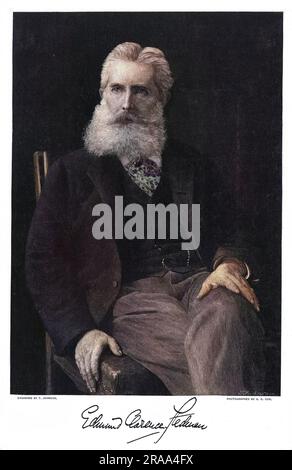 EDMUND CLARENCE STEDMAN (1833 - 1908), agente di borsa americano, poeta e critico influente. con il suo autografo. Foto Stock