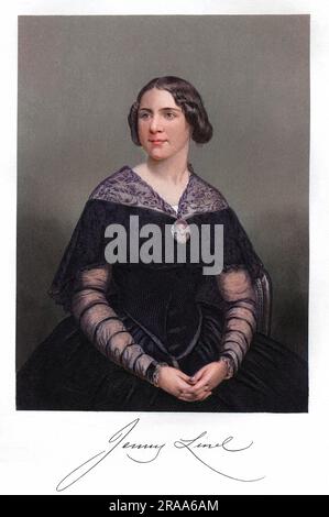 JENNY (JOHANNA MARIA) LIND (1820 - 1887), cantante svedese (Madame Goldschmitt), con il suo autografo. Foto Stock