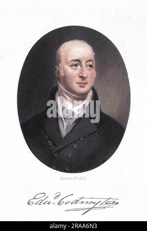 SIR EDWARD CODRINGTON comandante navale britannico con il suo autografo Data: 1770 - 1851 Foto Stock