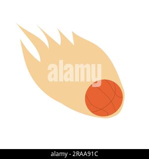 Pallina da basket piatta con fiamma di fuoco Illustrazione Vettoriale