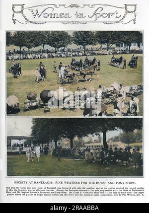 Uno spettacolo di cavalli e pony al polo club e alla società di giardini di piacere, Ranelagh a Barnes, Londra sud-occidentale nel 1928. Data: 1928 Foto Stock