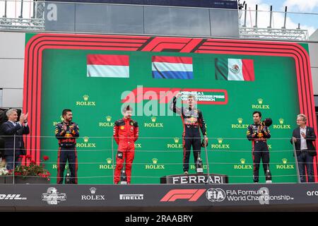 Spielberg, Stiria, Austria. 2 luglio 2023. Celebrazione del podio.durante LA FORMULA 1 ROLEX GROSSER PREIS VON OSTERREICH 2023 - giugno 29 a luglio 2 a RedbullRing - Spielberg, Austria (Credit Image: © Alessio De Marco/ZUMA Press Wire) SOLO USO EDITORIALE! Non per USO commerciale! Crediti: ZUMA Press, Inc./Alamy Live News Foto Stock