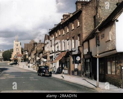 Pinner High Street, London Borough of Harrow, North West London, Inghilterra. Data: Anni '1950 Foto Stock