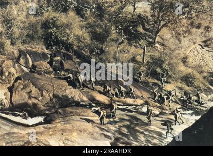 Le truppe giapponesi avanzano attraverso terreni difficili nel sud della Cina Data: 1937-1945 Foto Stock