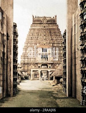 Tempio Sri Ranganathaswamy (indù) a Srirangam, Tiruchirappalli (Trichy, Tiruchi), Tamil Nadu, India. Data: Circa 1890 Foto Stock